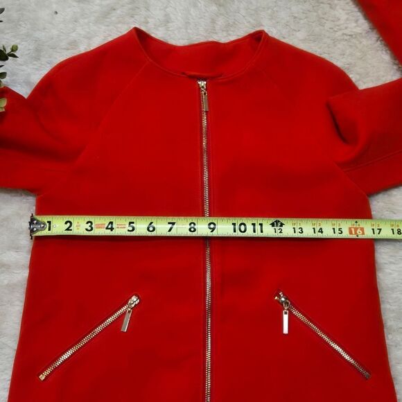 H&M Red-Orange Collarless Jacket, Size 2 - Picture 3 of 7